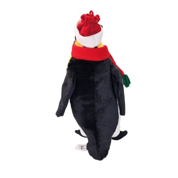 Vintage Christmas Penguin King Plush Toy Scarf Santa Hat Holly 14" Sterling Inc. - Picture 4 of 9